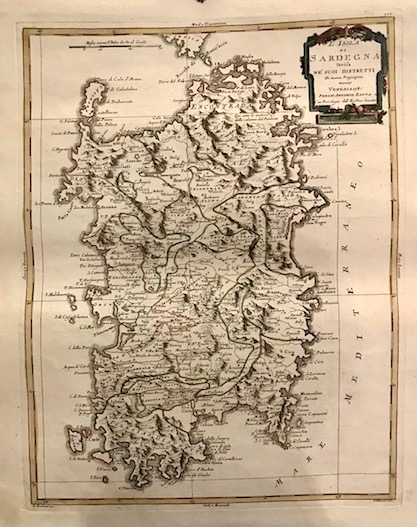 Zatta Antonio (1722-1804) L'Isola di Sardegna divisa ne' suoi Distretti di nuova projezione 1780 Venezia 